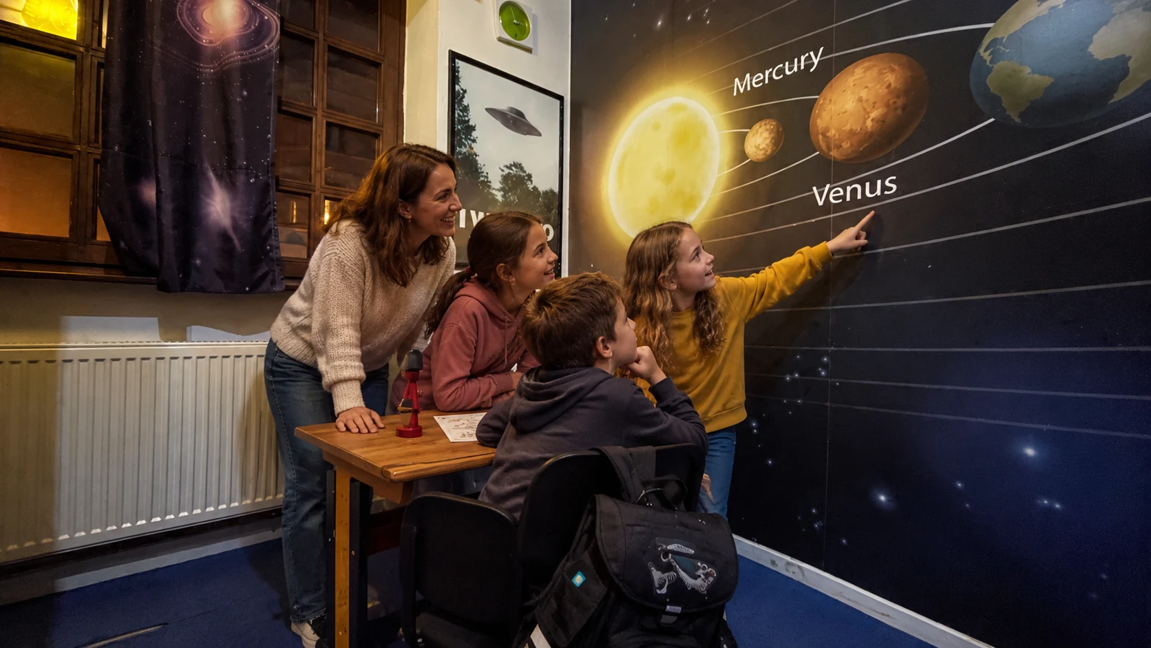 Children discover clues together in Alien Invasion
